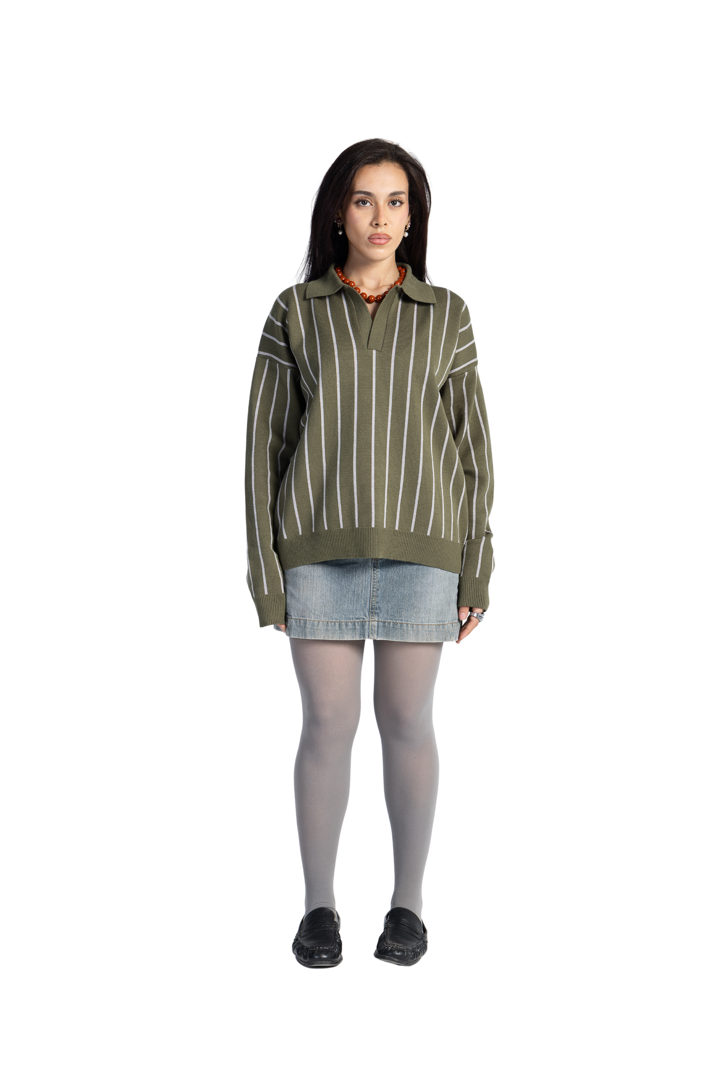 Striped olive sweater