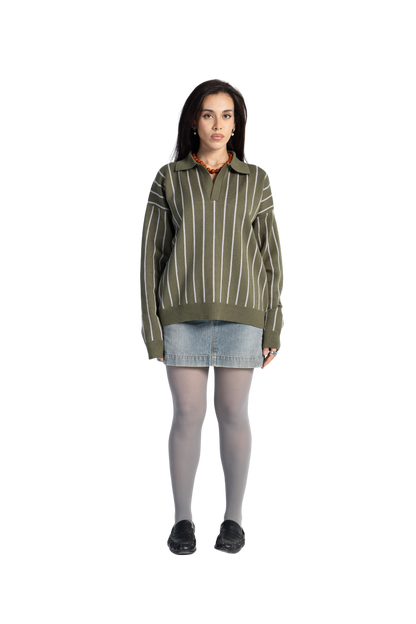 Striped olive sweater