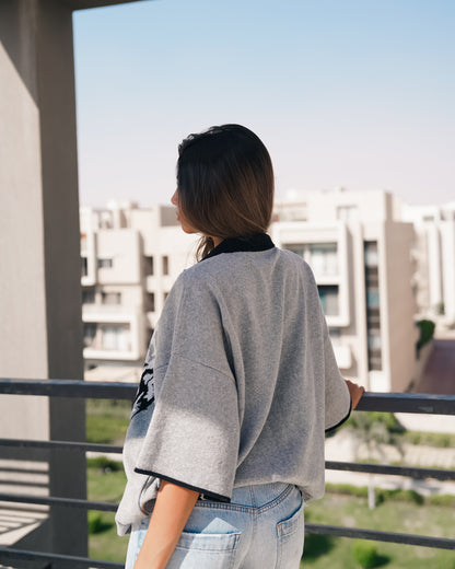 Grey knitted polo