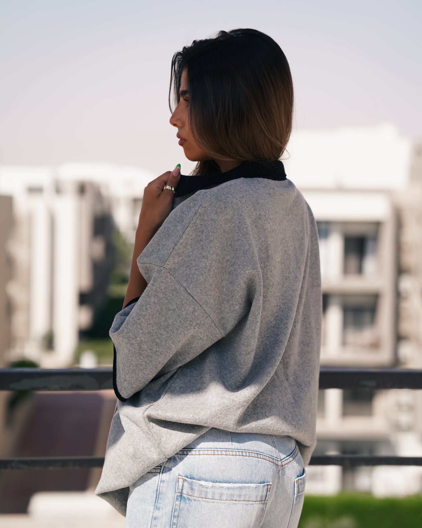 Grey knitted polo