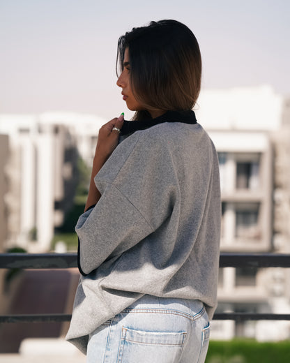 Grey knitted polo