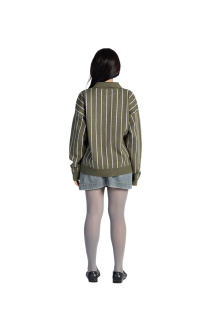 Striped olive sweater